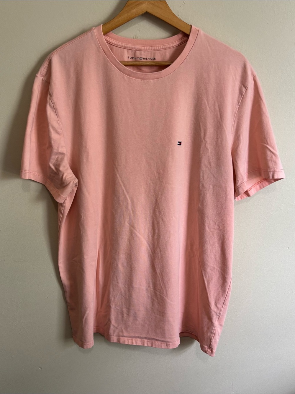 Tommy Hilfiger Peach Pink Stretch Crew Neck Logo T-Shirt Men’s L